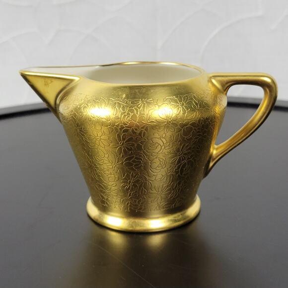 VINTAGE Pickard China Rose And Daisy 486 Gold Ceramic Creamer & Sugar Bowl Set - Picture 8 of 15